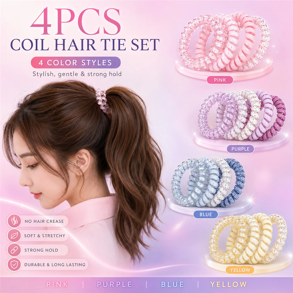 4 ชิ้นยางรัดผมเครื่องประดับผมแฟชั่นเรียบง่ายสําหรับผู้หญิง
