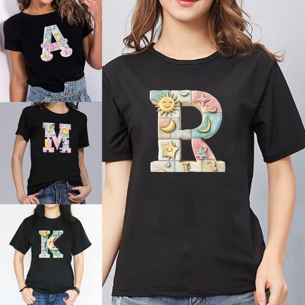 ผู้หญิงเสื้อยืดสีดําขนาด SL Solid Black Basic ฤดูร้อน Tee แขนสั้น O-คอสําหรับสุภาพสตรีสวมใส่ Saw Puz