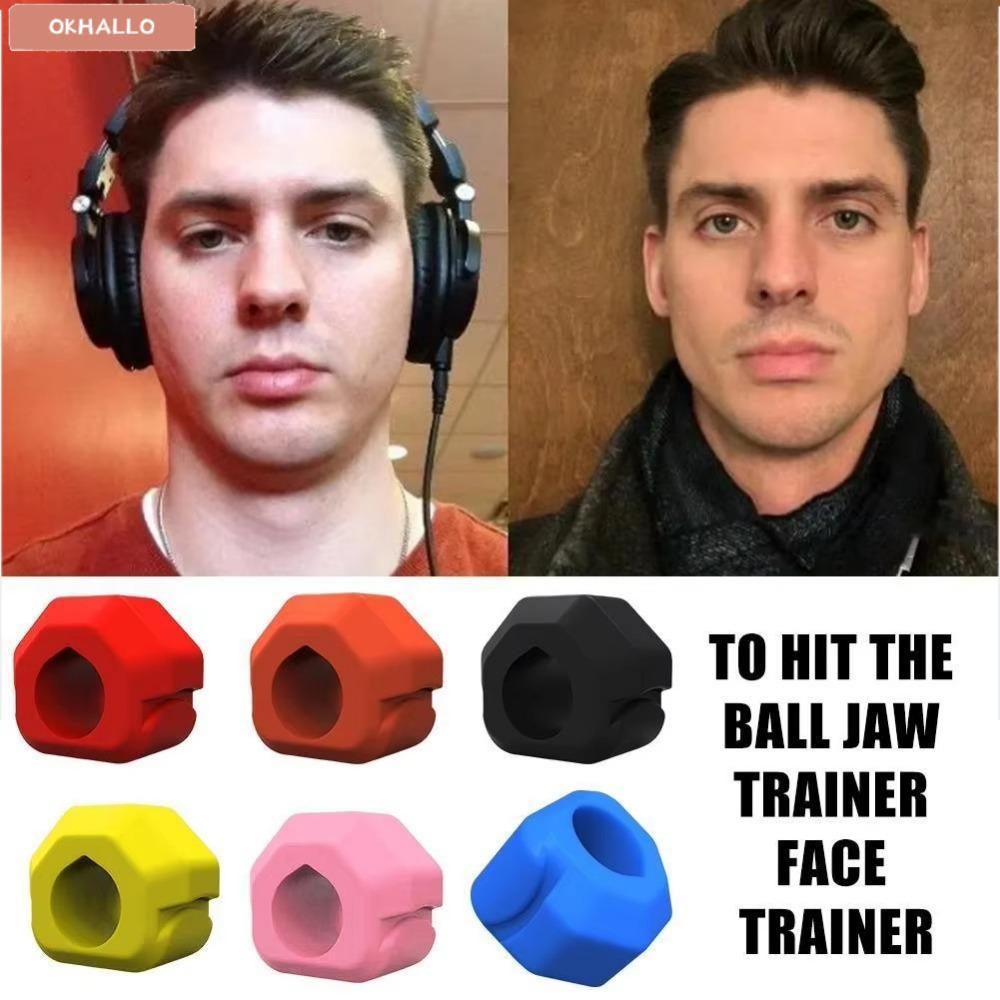 OKHALLO Jawline Exerciser, Gum Tablets Anti-stress Jaw Trainer, BPA ฟรีซิลิโคน Exerciser Shaper ลูกบ