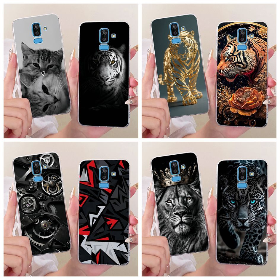 สําหรับ Samsung Galaxy J8 2018 ปลอก J810 SM-J810F SM-J810G Cool Tiger Dragon ทาสีซิลิโคนอ่อนนุ่มเคสโ