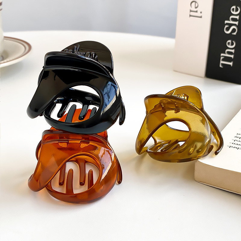 2026 Premium Sense Opposite Sex Pumpkin Clip คลิปฉลาม กิ๊บติดผมแบบครึ่งผูก