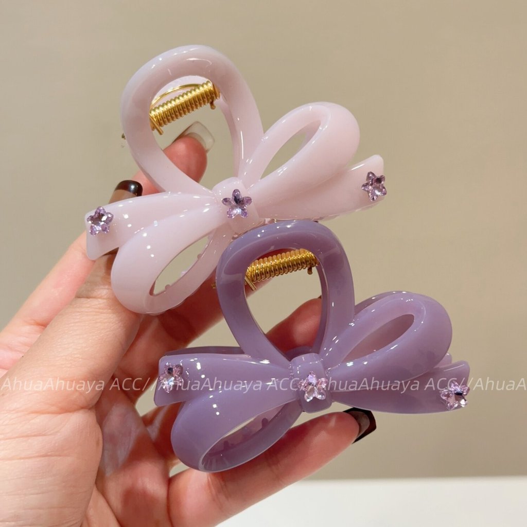 แฟชั่น Star Rhinestone อะคริลิคโบว์คว้าคลิป Sweet Cool All-Match Shark Clip