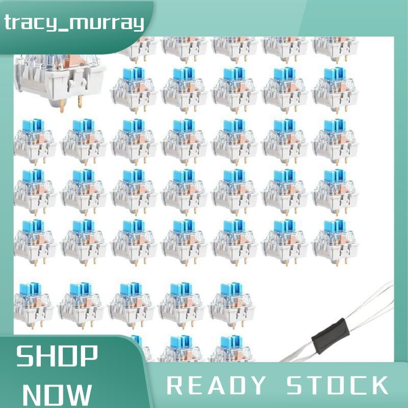 tracy_murray 100 ชิ้นสวิตช์คีย์บอร์ดสีฟ้าพร้อมสวิตช์ดึง,3-PIN Blue คีย์บอร์ด Clicker เปลี่ยนกันฝุ่น 
