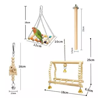 DELIG> 8ชิ้นผสมนกแก้วนกของเล่นParrotการฝึกอบรมของเล่นไม้ธรรมชาติParrot Swing Perchของเล่นBird Cage Climbสัตว์เลี้ยงอุปกรณ์Nice