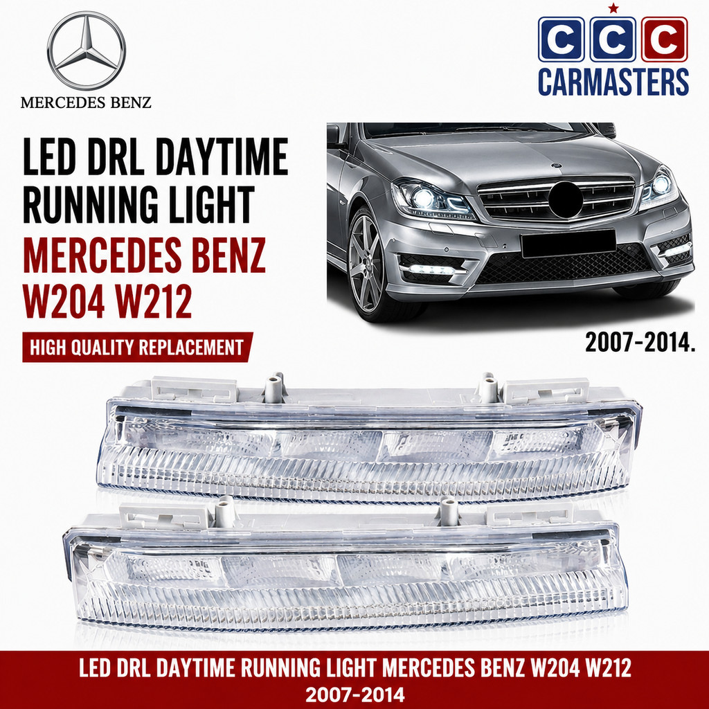 Lampu DRL กันชน LED Hadapan Mercedes Benz C-CLASS W204 W212 W213 2011 2012 2014 ปีด้านหน้าไฟวิ่งกลาง