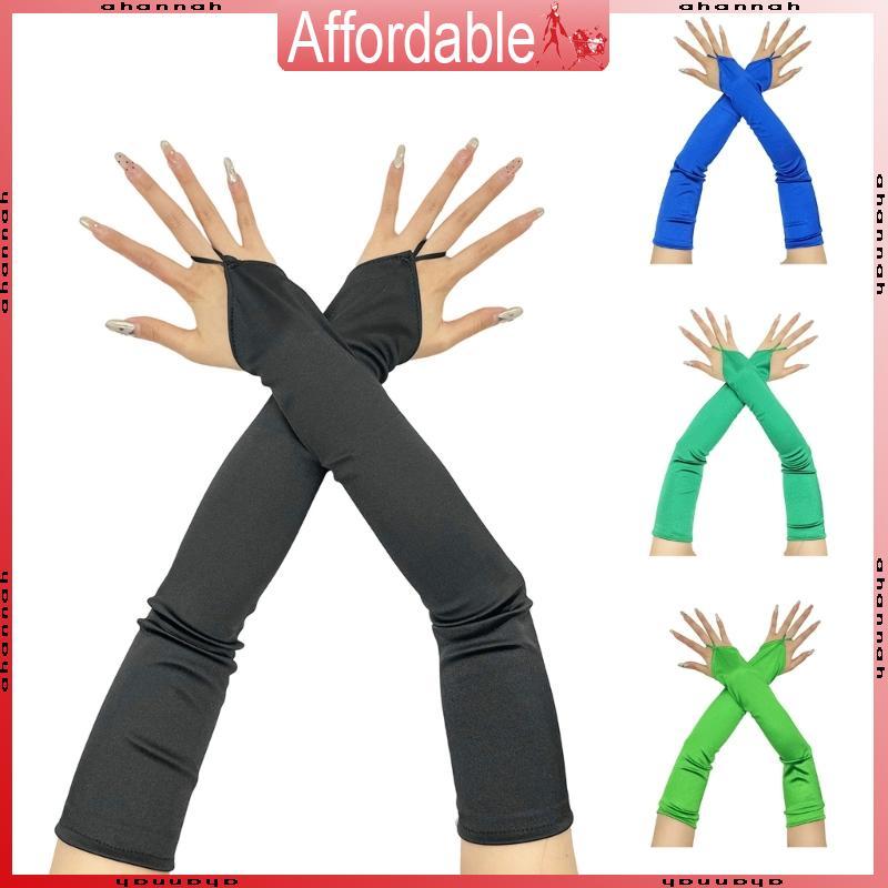 AH ถุงมือผู้หญิง 1920s Satins Fingerless ถุงมือสําหรับคอนเสิร์ตเครื่องแต่งกายสําหรับ 1920s