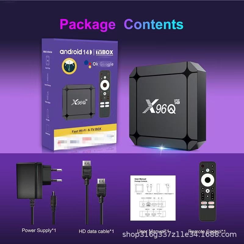 X96Q RK3518 ชุดกล่องด้านบน Android 14 wifi6 2GB/16GB 4K HD Box TVBOX