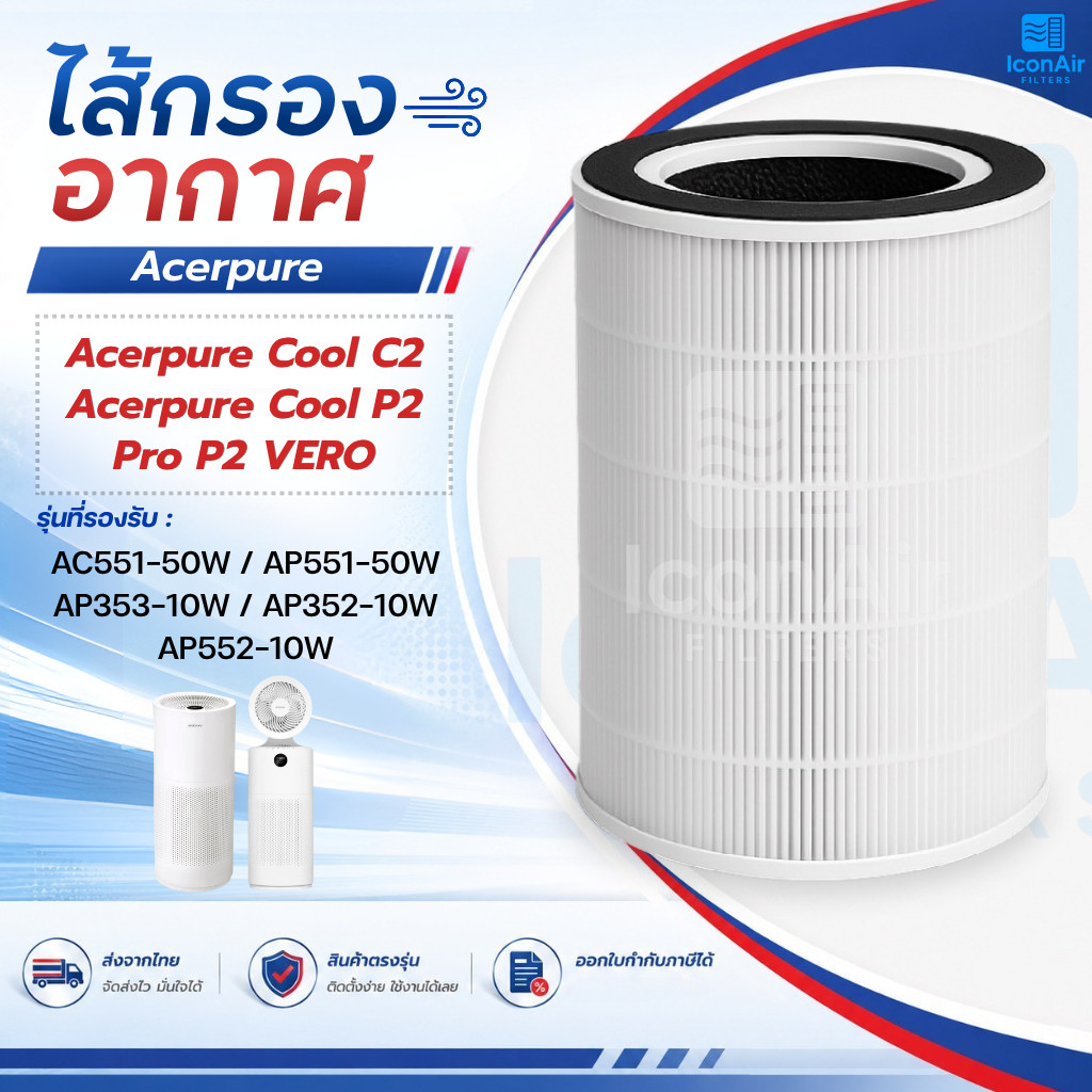 Acerpure ไส้กรองเครื่องฟอกอากาศ Pro P2 Cool C2 สำหรับ AP551-50W AP552-10W AP352-10W AP353-10W AC551-
