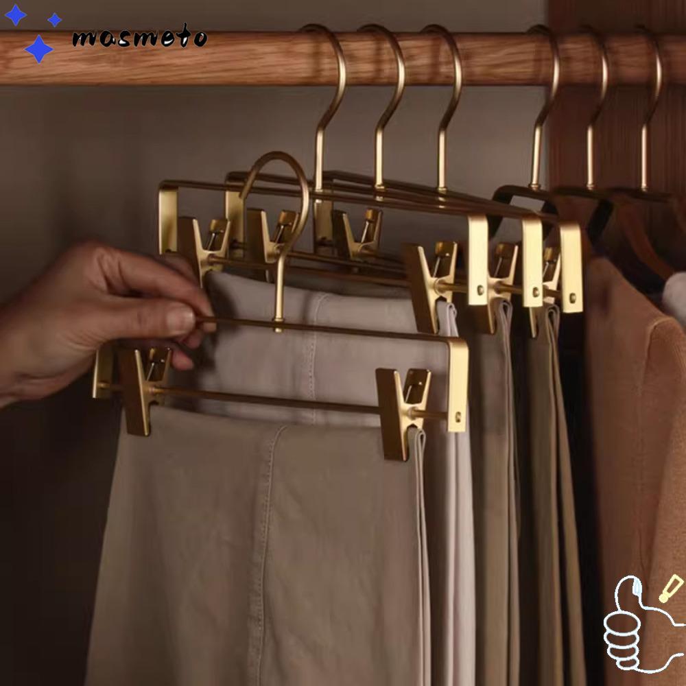 มาสเมโต ไม้แขวนกางเกง,ทอง/เศษไม้ อลูมิเนียมอัลลอยด์ไม้แขวนเสื้อ,คุณภาพป้องกันการกัดกร่อนไร้ร่องรอยกันลื่นตู้เสื้อผ้าชั้นเก็บเสื้อผ้