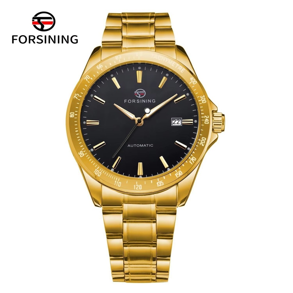 FORSINING/Fusini Simple Mens Automatic Mechanical Watch Bar Nail Calendar Scale Watch Steel Band Wat