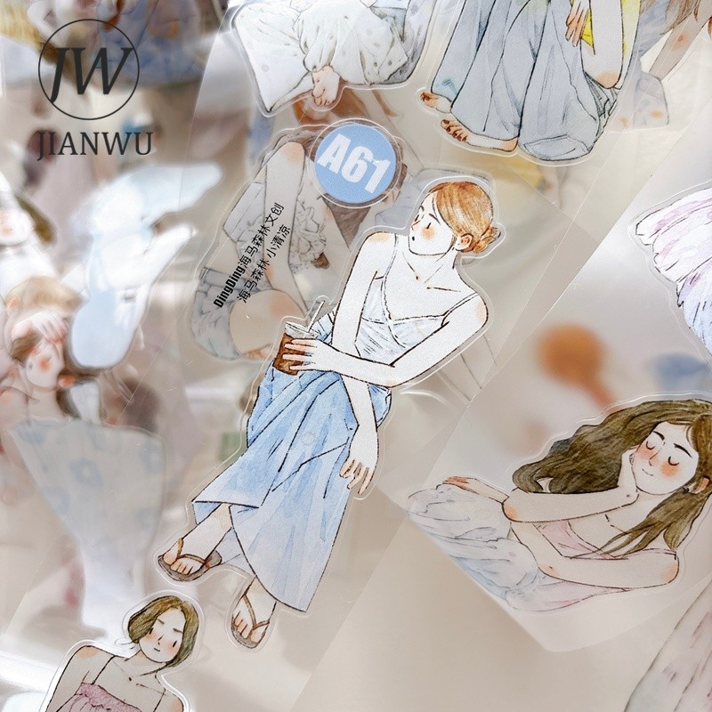 JIANWU 50 มม.* 6 ม.น่ารักสาวตัวละครภูมิทัศน์วัสดุ Collage Scrapbooking PET เทปสร้างสรรค์ DIY Journal เครื่องเขียน
