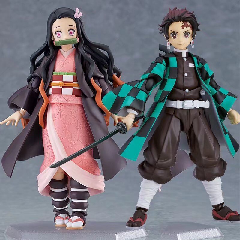 Premium-Demon Slayer Figma 498-DX Tanjiro & 508-DX Nezuko Action Figures Set - Movable Anime Collect
