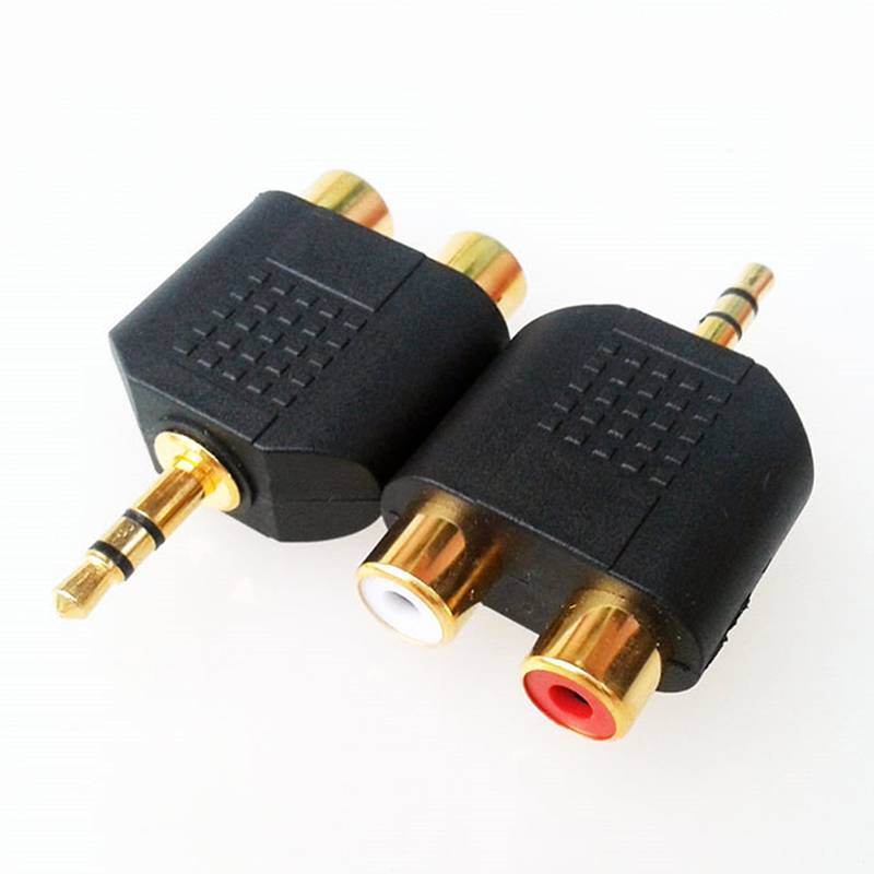 ONE-TH 1 PC Gold Plated สเตอริโอเสียงชายปลั๊ก 2 RCA หญิง ja Y 3.5 มม.อะแดปเตอร์ใหม่