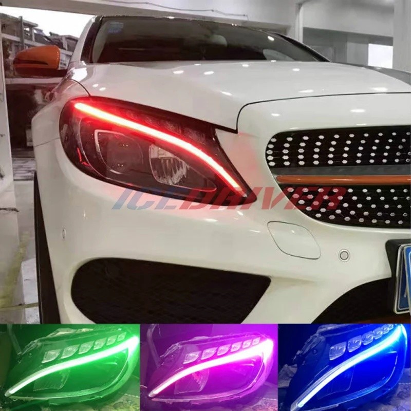 X2BR Icedriver สําหรับ Mercedes Benz C class DRL RGB บอร์ด LED หลากสี W205 s205 a205 AMG c63 2014-2
