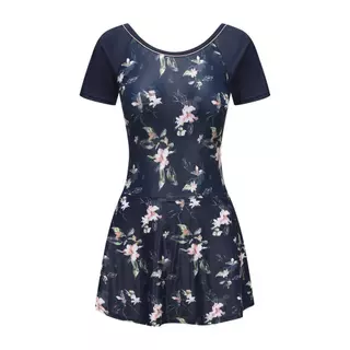 Decathlon Women'S Una One-Piece Short-Sleeved Swimsuit ชุดว่ายน้ำวันพีซผู้หญิงแขนสั้นแบบกระโปรง รุ่น Una - Navy