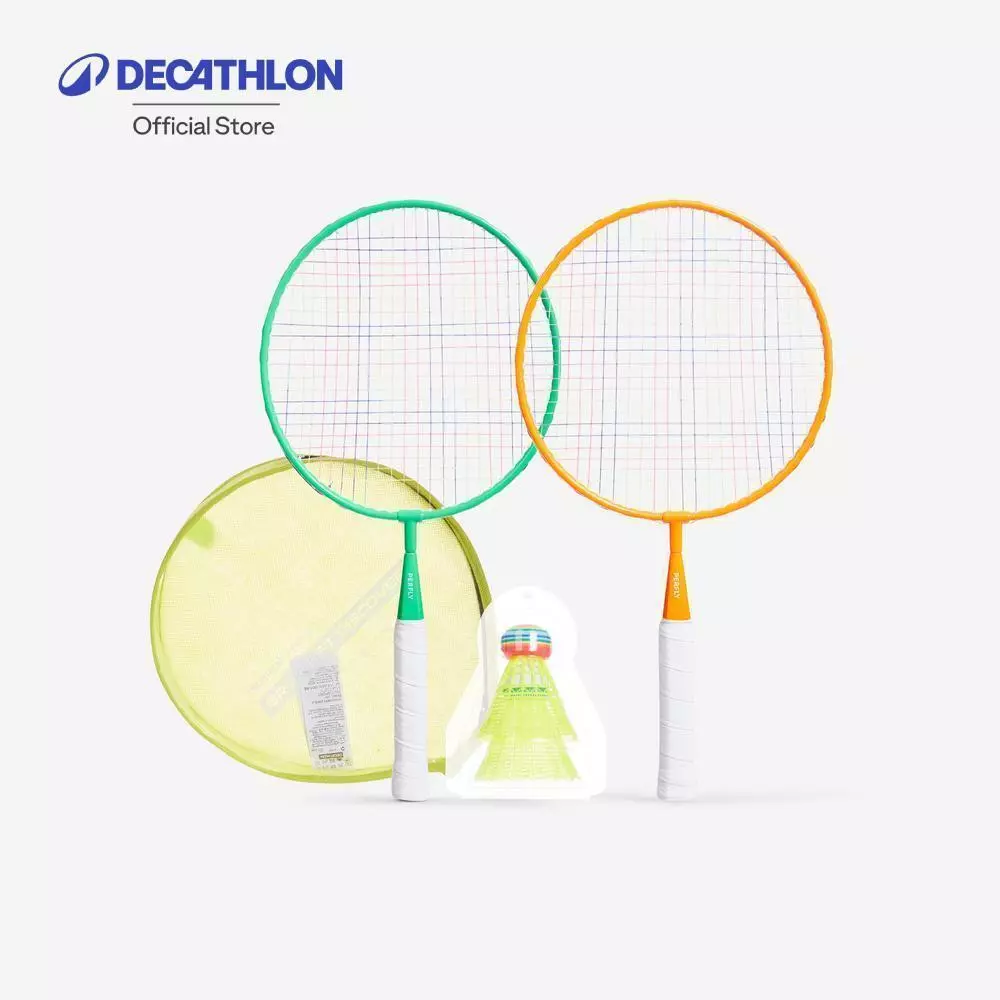 Decathlon Kid Badminton Racket In Set Br Set Discover ชุดแร็คเก็ตแบดมินตันสำหรับเด็ก รุ่น Discover - Green/Orange