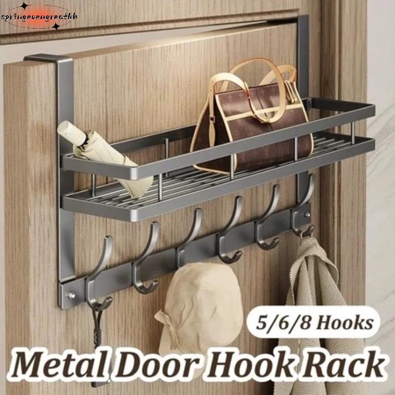 SPING Over ประตูแขวน Organizer ไม่ต้องเจาะ 4-8 ตะขอ Sleek Storage Ra สําหรับห้องน้ําห้องนอนตู้เสื้อผ
