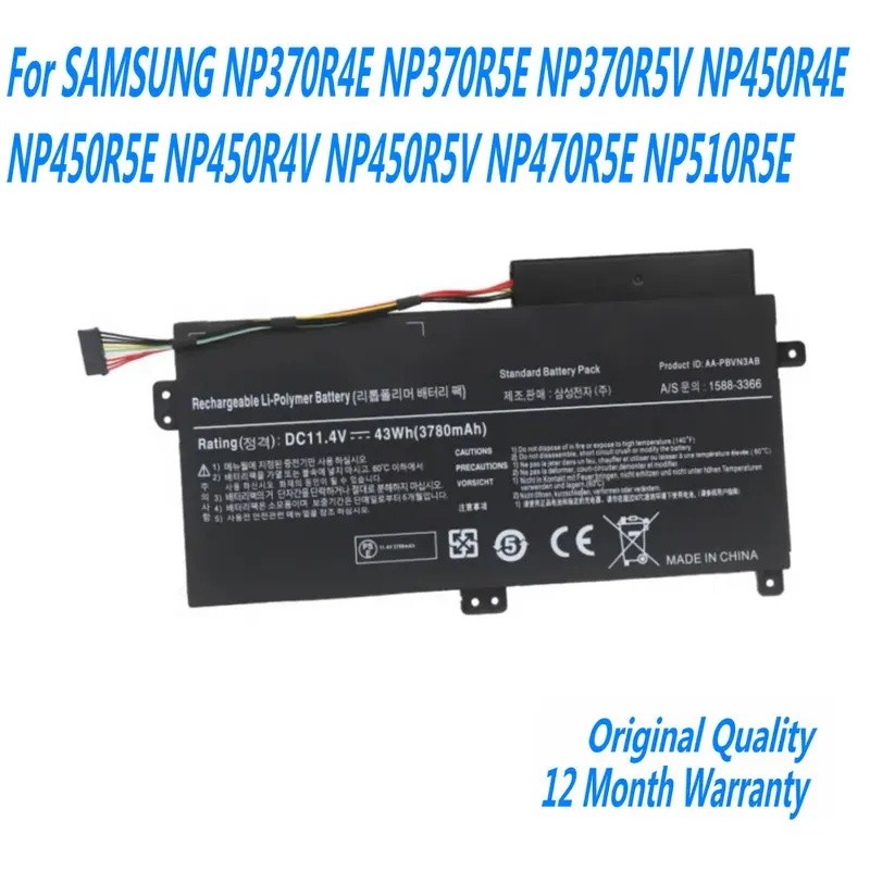 43WH AA-PBVN3AB แบตเตอรี่แล็ปท็อปสําหรับ SAMSUNG NP370R4E NP370R5E NP370R5V NP450R4E NP450R5E NP450R