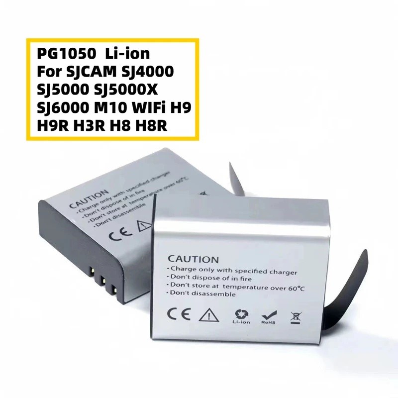 1350mAh PG1050 Li-ion แบตเตอรี่สําหรับ SJCAM SJ4000 SJ5000 SJ5000X SJ6000 M10 WIFi 4K SJ9000 H9 H9R 