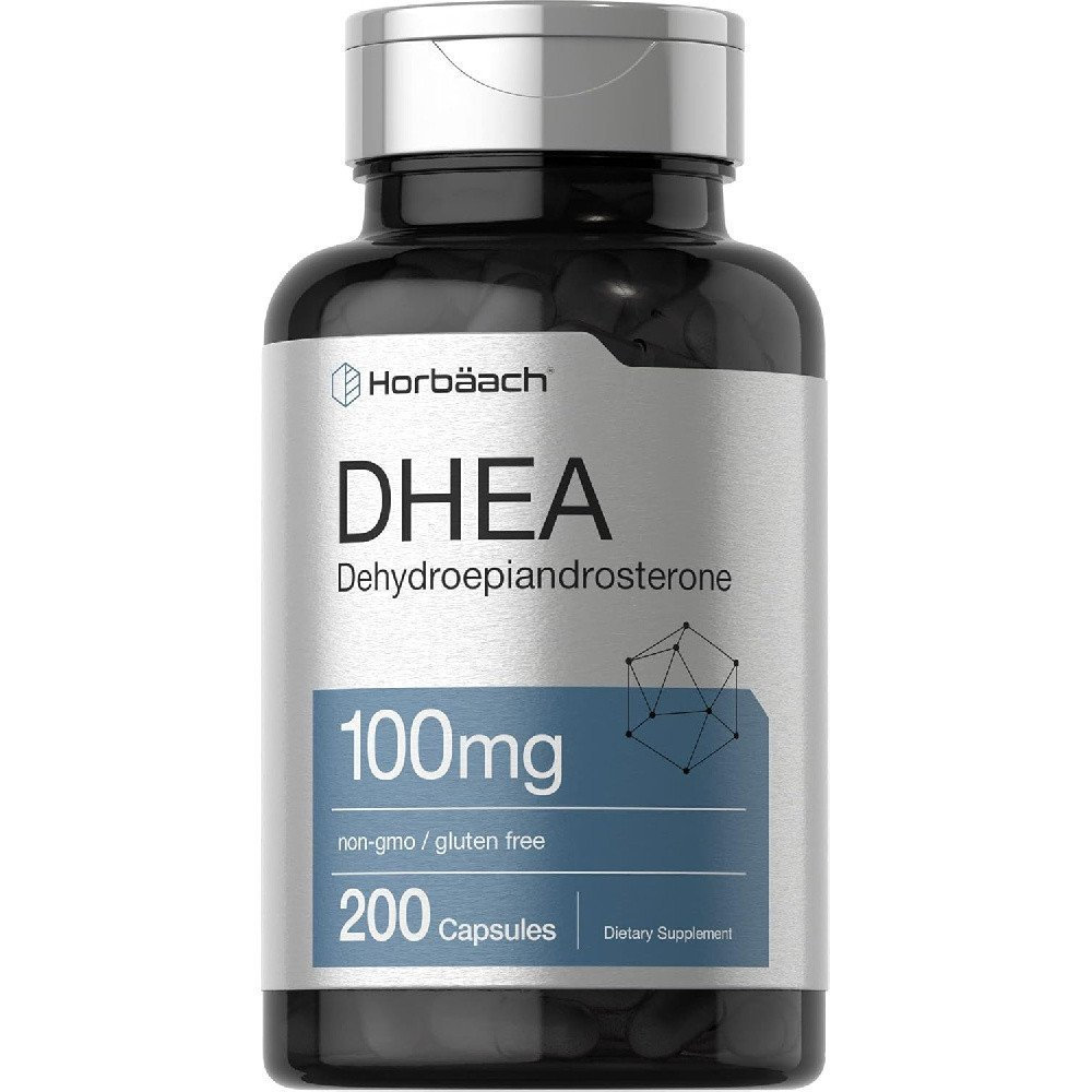 Horbaach 100mg DHEA 200 Capsules, Quick Release DHEA Hormone Support