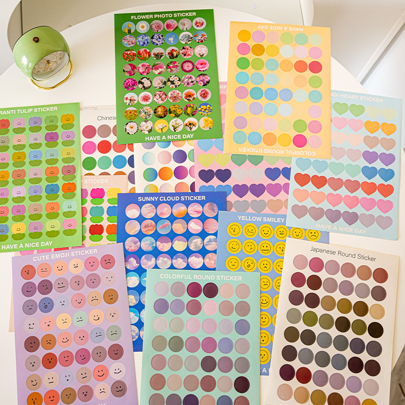 Dot Stickers 48 Stickers Color Morandi Color Handbook Card Stickers ins Style Wall Card Round Decora