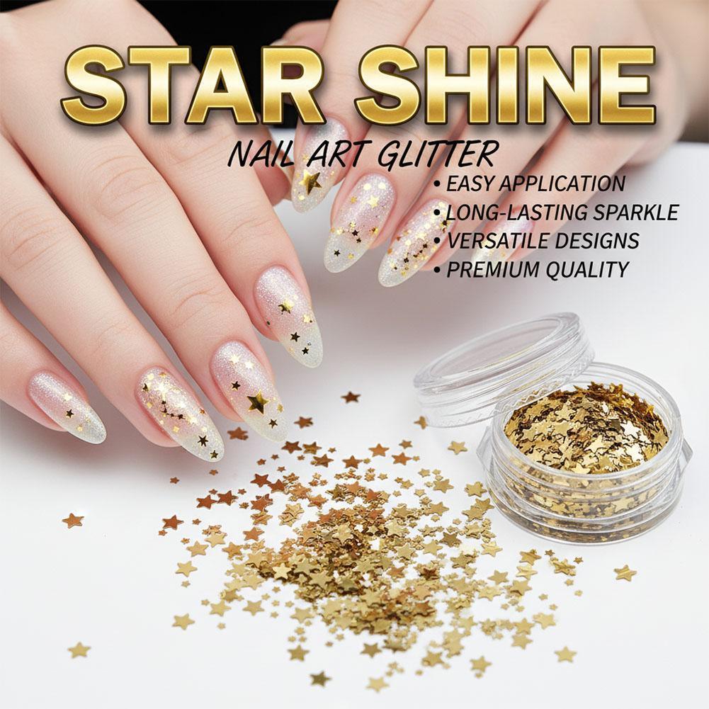 MALORYE Silver Sequins ผสมอุปกรณ์เพ้นท์เล็บ / Love Star Nail Star Patch ห้าแฉก Diy Sticky O3o0