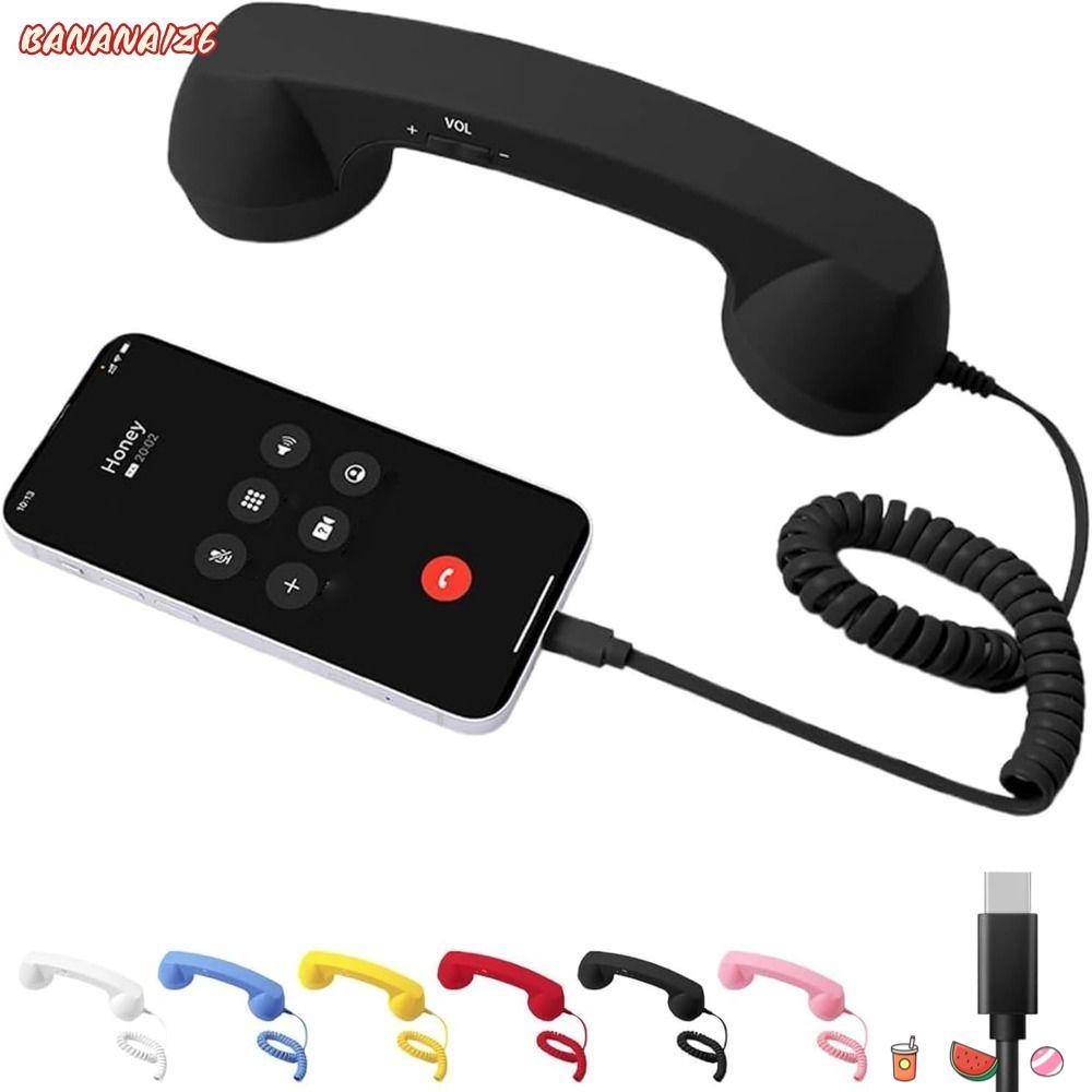 BANANA1Z6 โทรศัพท์ Handset, พร้อมไมโครโฟนโทรศัพท์สไตล์ตัวรับสัญญาณจับโทรศัพท์พื้นฐาน, Type-C ฟรีลวดโ