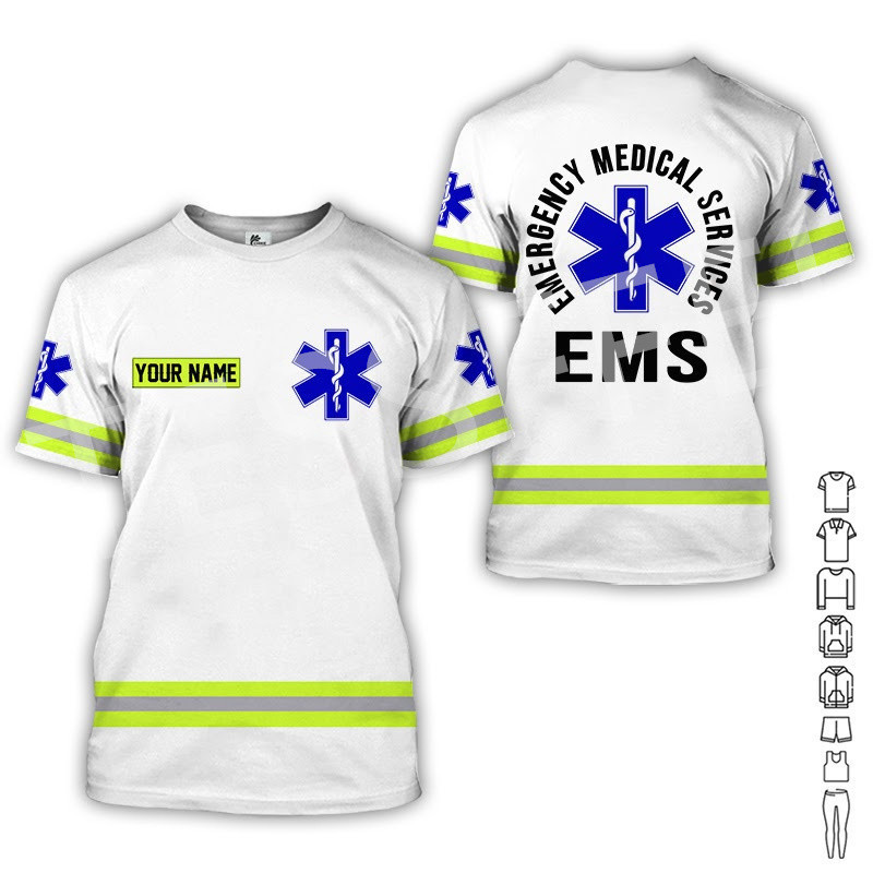 การพิมพ์ 3 มิติ Custom ชื่อคอสเพลย์ EMS EMT Medical Paramedic Worker Tattoo Print ฤดูร้อน Harajuku S