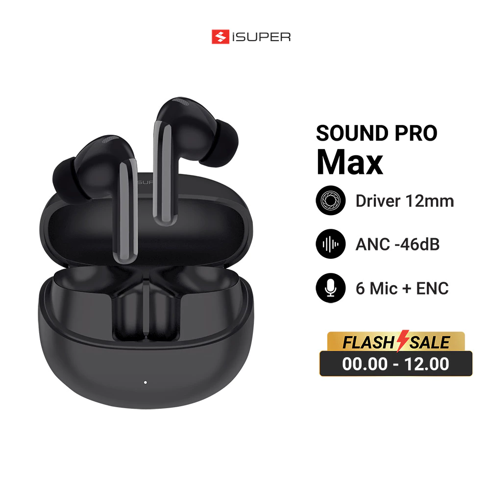 iSUPER SOUND PRO Max หูฟังบลูทูธ หูฟังไร้สาย หูฟัง ANC ลดเสียงรบกวน Bluetooth 5.3 ใช้งานผ่านแอปฯ -1Y