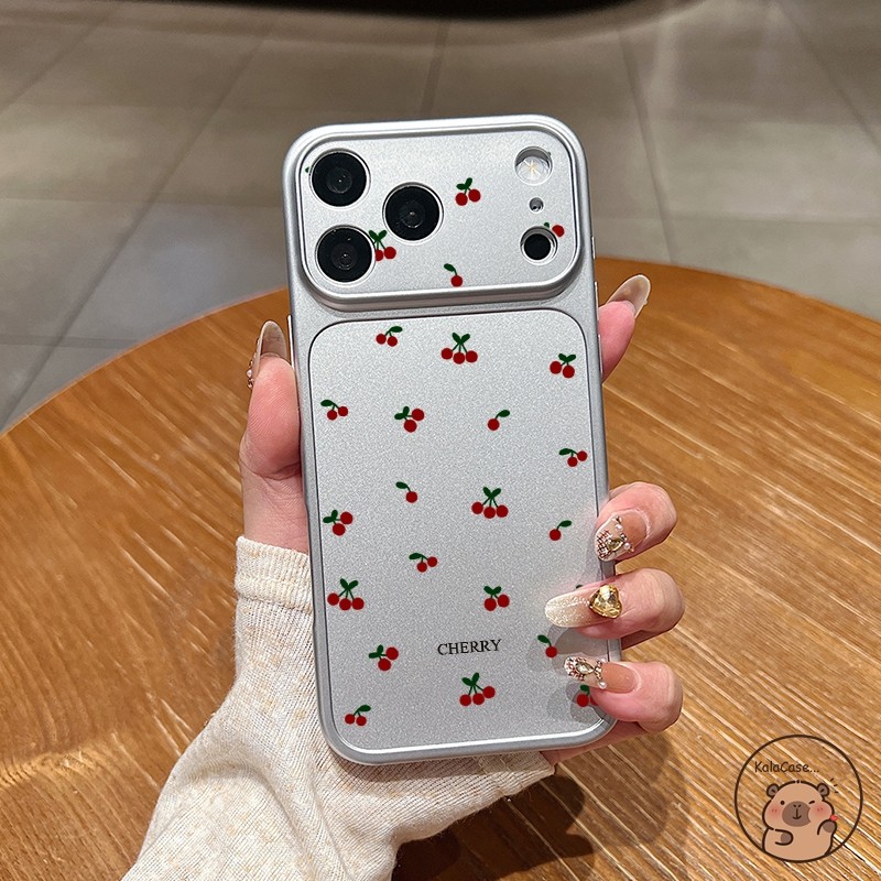 สําหรับOPPO Reno 16F 16C 16 15C 15F 15 14F 14 13F 13 12F 12 FS 11F 11 10 9 Pro Max Mini Plus 5G 4Gเคสโทรศัพท์หรูหราเงินมุมมองขนาดใหญ่หน้าต่างน่ารักสีแดงเชอร์รี่นุ่มกรณีปก