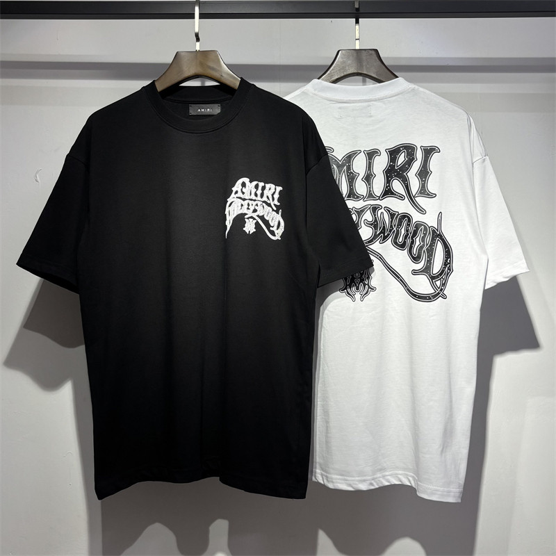 Ready Stock  🆕 AMIRI High Street เสื้อยืดแขนสั้นลําลองผ้าฝ้ายแท้พิมพ์ลายใหม่
