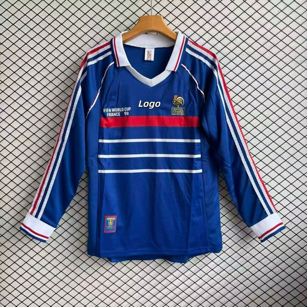 Retro Edition France 1998 Mens France Home เสื้อฟุตบอลแขนยาว