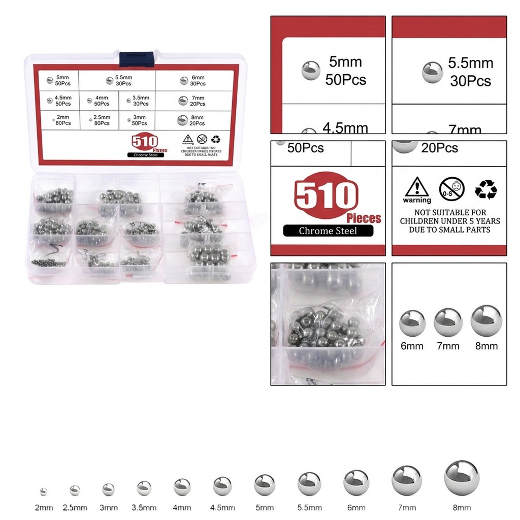 BESTSHE-Steel Ball Balls Bearing 2mm-8mm Assortment Precision Stainless Useful