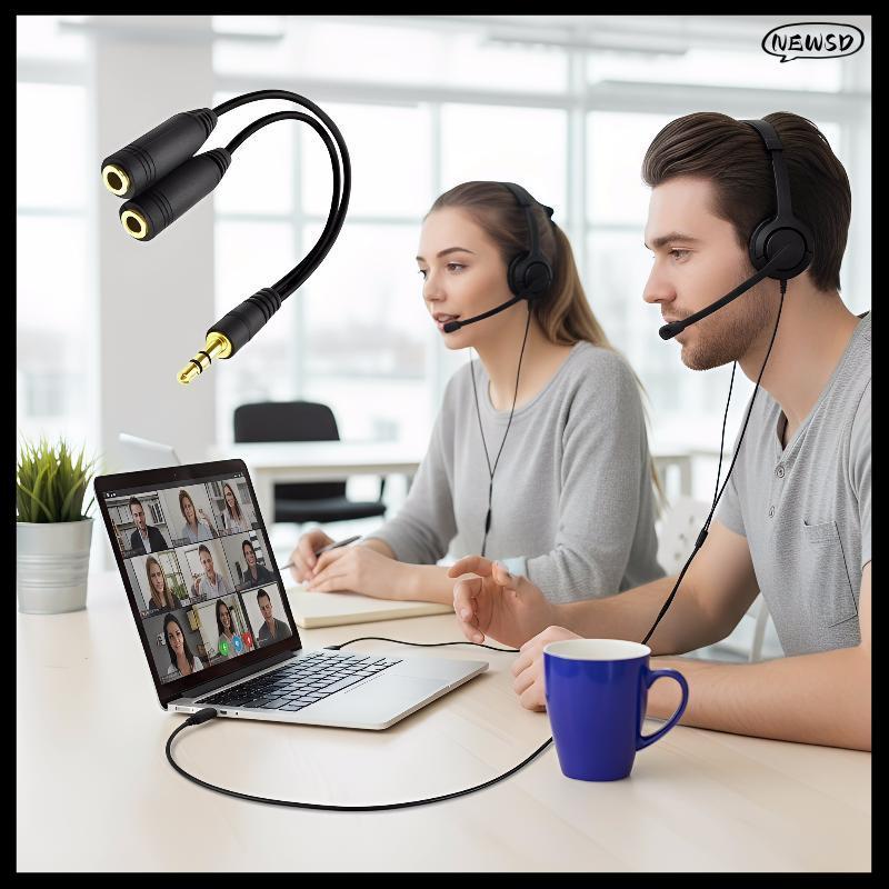 NEWSD Y Splitter Cable 3.5mm Male to Dual Female Audio Adapter สําหรับชุดหูฟังและลําโพง Splitter เหม