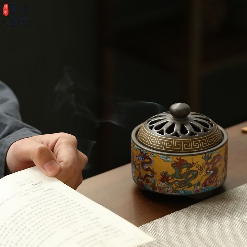 Suxin Cloisonne Porcelain ภาษาเซรามิคธูป Burner หัตถกรรม Backflow Aromatherapy Burner ตกแต่งบ้านสร้า