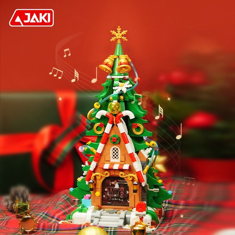 JAKI JAKI Building Blocks ต้นคริสต์มาส Hand-Cranked Building Blocks Christmas Music Box Music Box ปร
