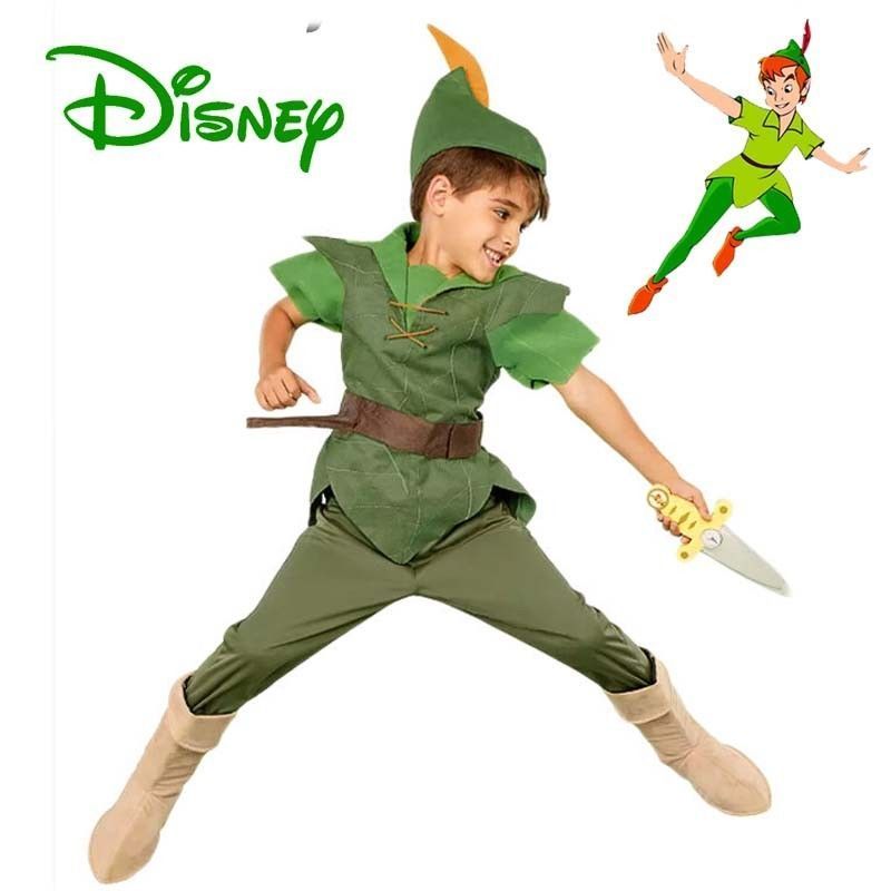 เด็ก Peter Pan Peter Pan เครื่องแต่งกาย Disney Little Boy ฮาโลวีนเครื่องแต่งกาย Green Elf Peter Pan