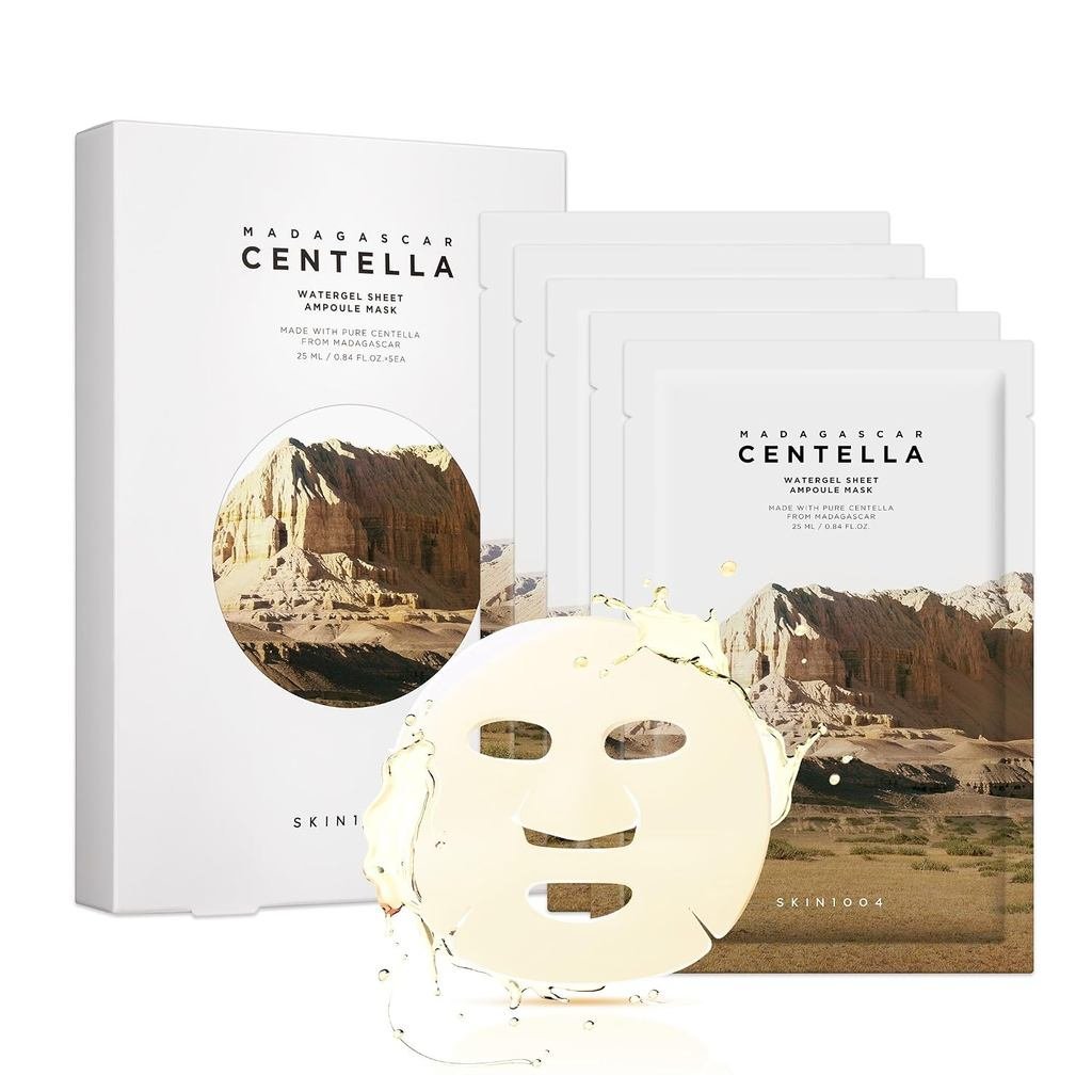 1004 มาดากัสการ์ Centella Asiatica Hydrogel Mask Ampoule Mask, แพ็คเกจ 5 ชิ้น, มาส์ก Centella Asiati