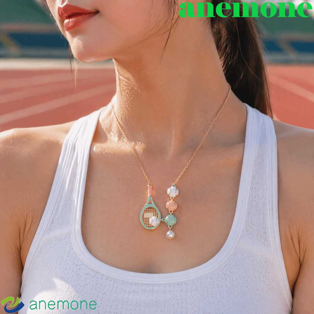 AIMEONE สร้อยคอเคลือบ,สร้อยคอกีฬาน่ารักชุบทอง,3D Layerable Y2K Pearl Charm กีฬาเครื่องประดับของขวัญ