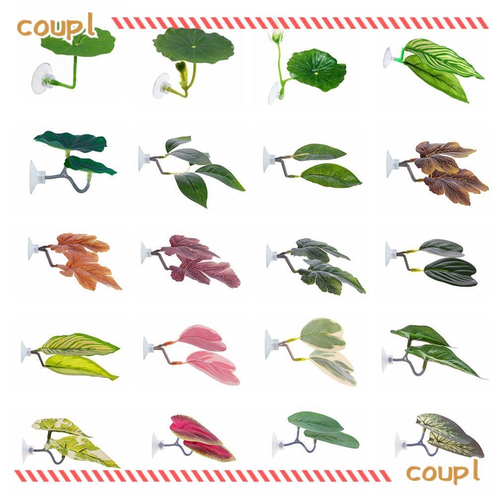 COUPL Fish Spaw ไม้ประดับ,ถ้วยดูดพลาสติกปลากัดใบพักผ่อน,ใบดอกบัวจําลอง/ส่วนที่เหลือใบประดิษฐ์/ซ่อน/วางปลาภูมิทัศน์ตกแต่ง