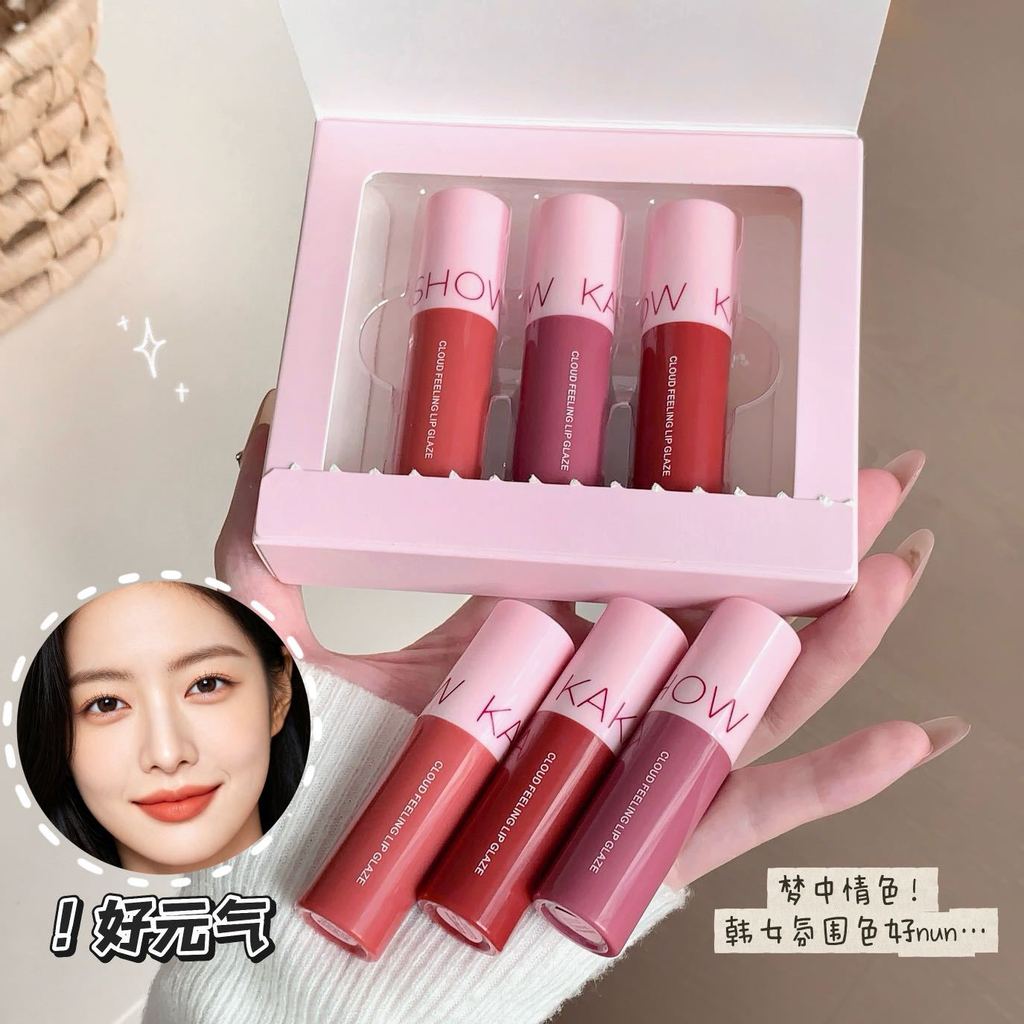 Kakashow Cloudy Mystery Mist/Water Gloss Lip Glaze Set Box Matte Matte Whitening Lipstick Color Lip 