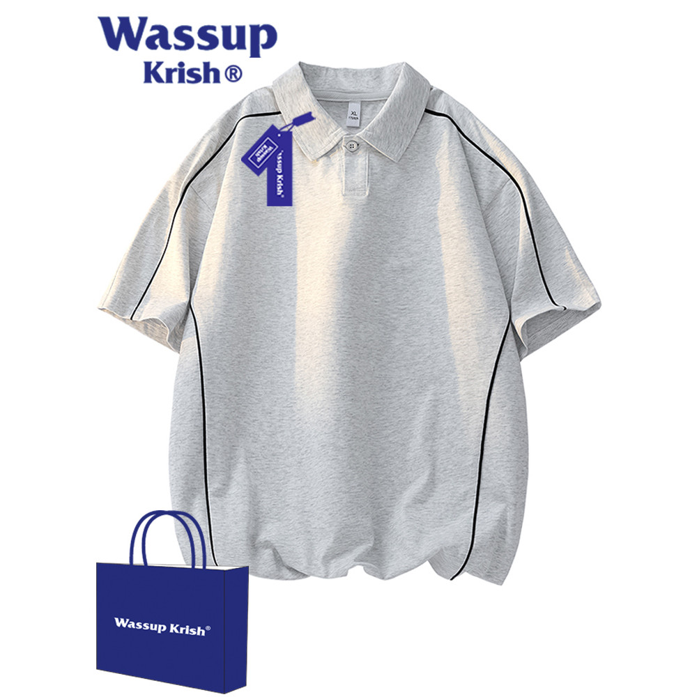 WASSUP KRISH เสื้อโปโลผู้ชายฤดูร้อน Contrast สีลายเสื้อยืด 2026 สไตล์ใหม่แขนสั้นเสื้อผ้าชั้นนํา