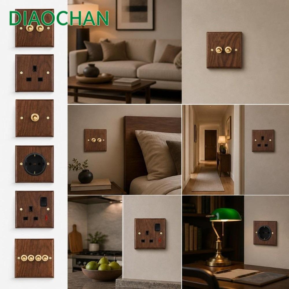 DICHATH Toggle Switch Socket Panel, Toggle Switch Brass Lever Wall Light Switch Panel, Vintage 86 ปร
