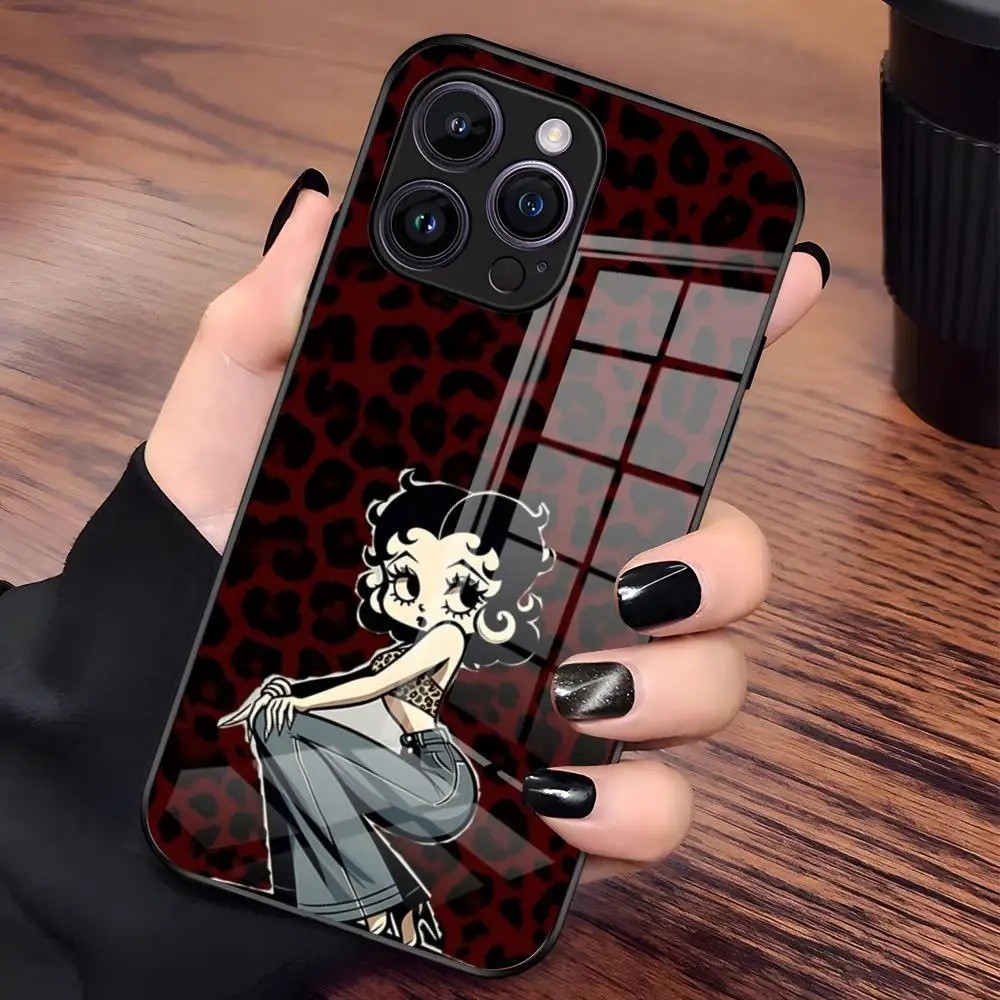 BK-1 การ์ตูน B-Betty HOT B-Boop เคสโทรศัพท์สําหรับ IPhone 17 Pro Max 15 Pro 18 16 14 Plus 12 13 Mini