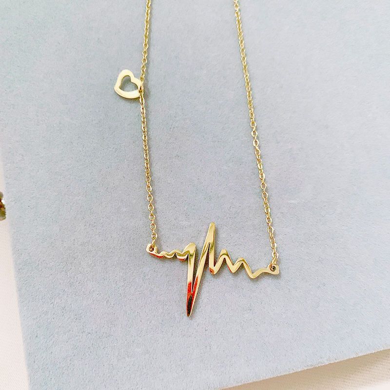 ECG Love Heart สร้อยคอจี้สั้นที่ไม่ซ้ํากัน Simple All-Match Clavicle Chain หญิงแฟชั่น Classy สร้อยคอ