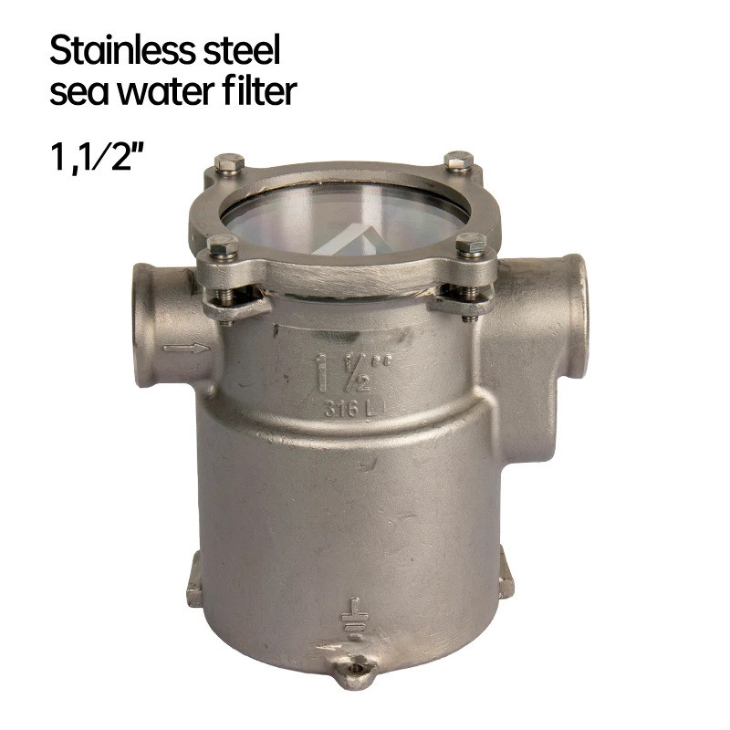 Heavy Duty 1.5"  316L Stainless Steel Sea Water Strainer Boat Intake Filter Raw Water Cooling Cleane