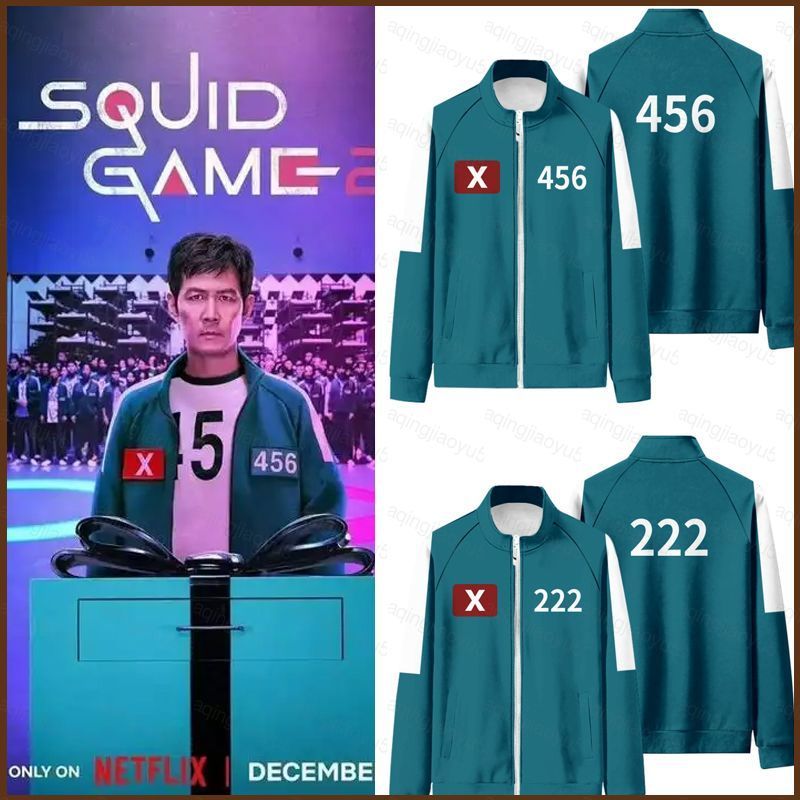 Squid Game Season 2 หมายเลข 456 222 149 แสดงซิปเสื้อกันหนาวเสื้อแจ็คเก็ต Unisex Top