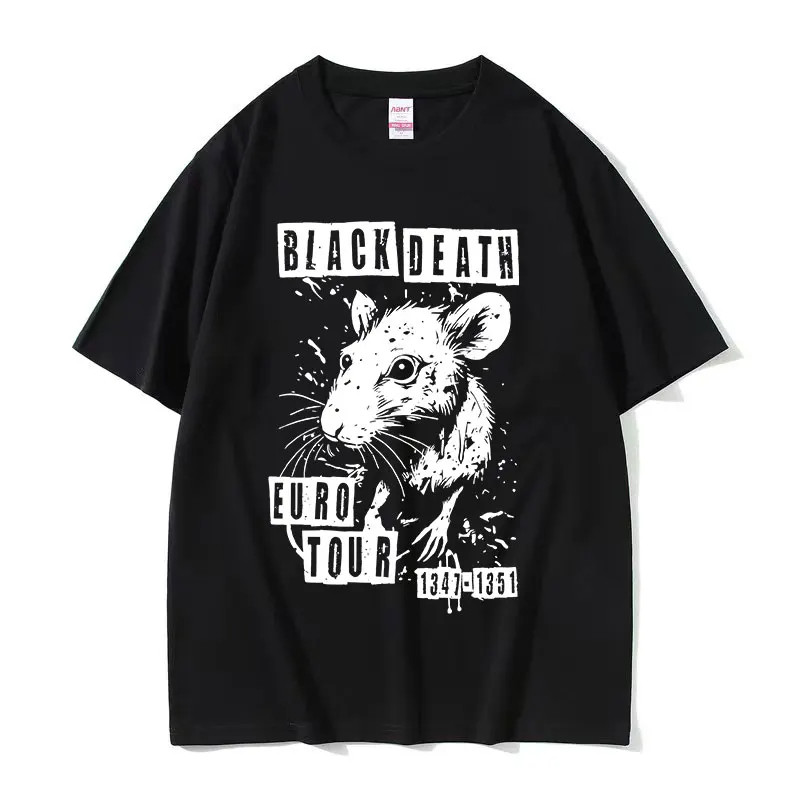 Funny Cheese Devouring Machine Japanese Rat Graphic T Shirts Men Vintage Fashion O-Neck Oversized T-