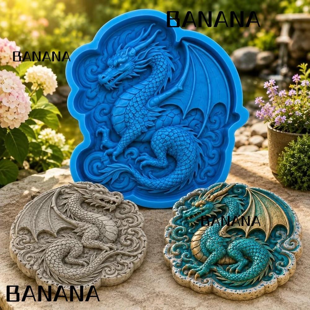 BANANA1 Garden Path Cement Mould, Cement Casting Dragon Shape Stepping Stone Mold, Funny Reusable Si