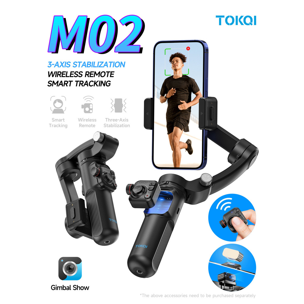สามแกน Gimbal Stabilizer Tuoqi M02 การถ่ายภาพมือถือ AI Identification Anti-Shaking Multi-Function โท